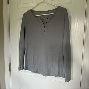 Gray Long Sleeve Women's Henley button up